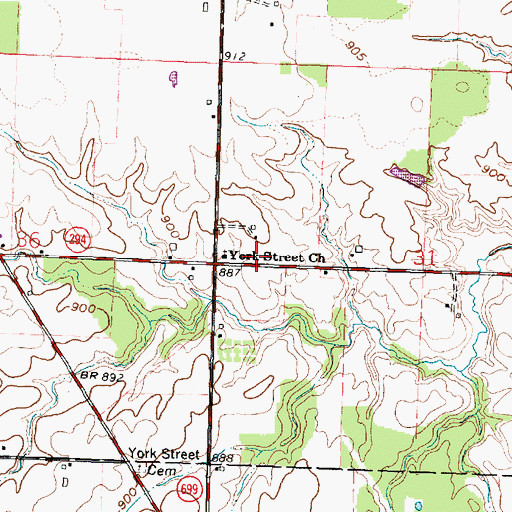 Topographic Map of York Street Church, OH