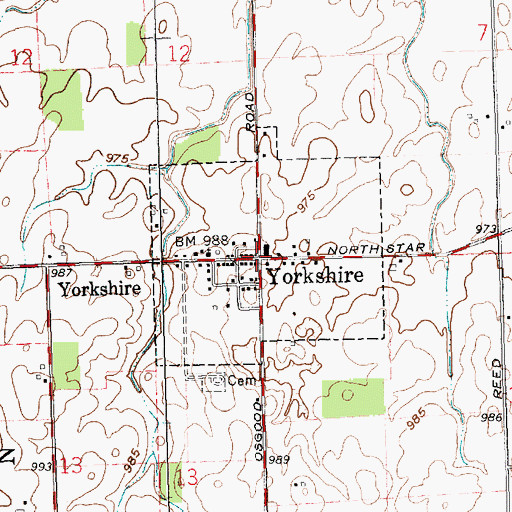 Topographic Map of Yorkshire, OH