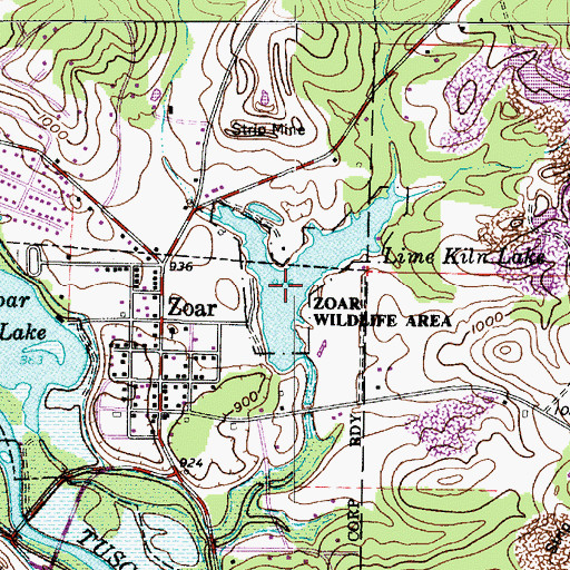 Topographic Map of Zoar Wildlife Area, OH