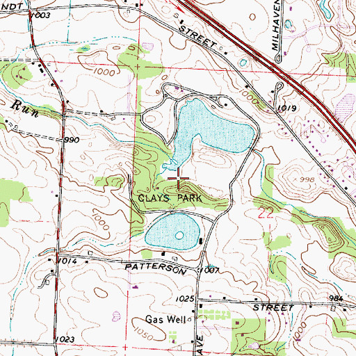 Topographic Map of Clays Park, OH