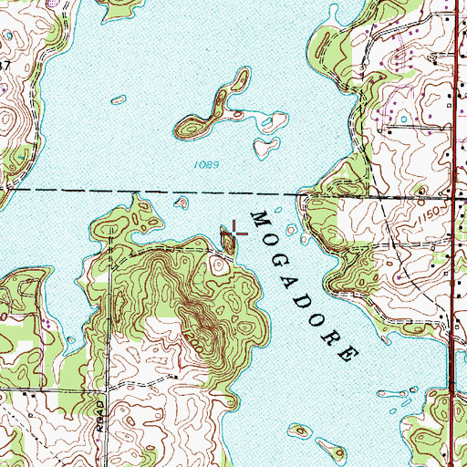 Topographic Map of Mogadore Reservoir, OH