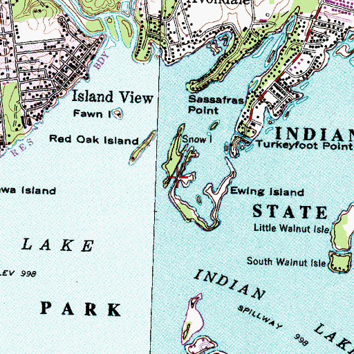 Topographic Map of Snow Island, OH