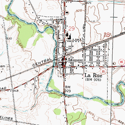 Topographic Map of La Rue, OH