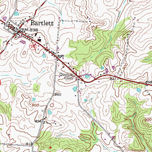 Topographic Map of Quaker Cemetery, OH