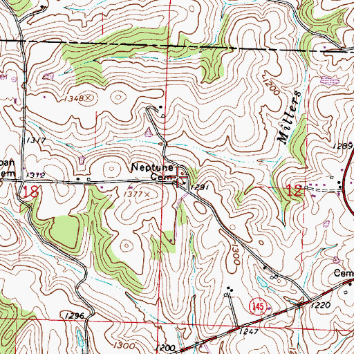 Topographic Map of Neptune Cemetery, OH