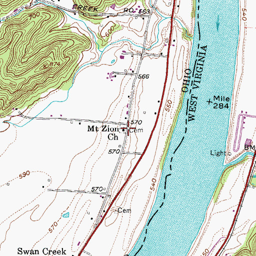 Topographic Map of Mount Zion Cemetery, OH