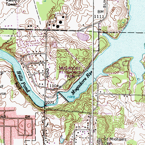 Topographic Map of Mogadore Reservoir Park, OH