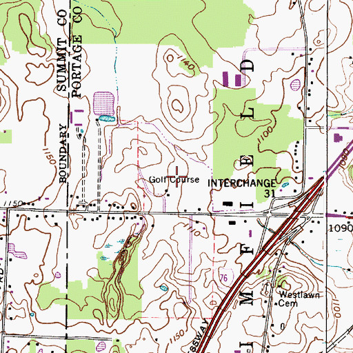 Topographic Map of Maplecrest Golf Course, OH