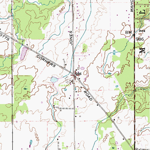 Topographic Map of Davis, OH