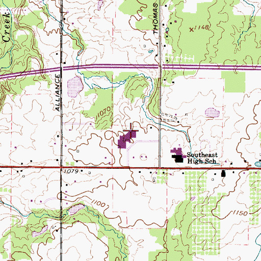 Topographic Map of Southeast Middle School, OH