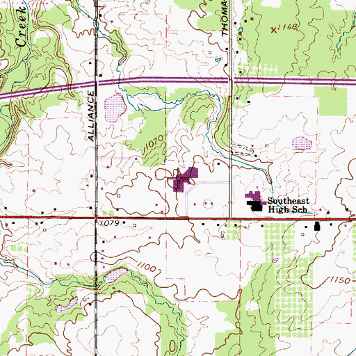 Topographic Map of Southeast Elementary School, OH