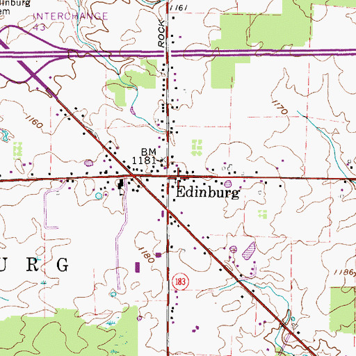 Topographic Map of Edinburg United Church of Christ, OH