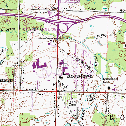 Topographic Map of Bertha Bradshaw Elementary School, OH