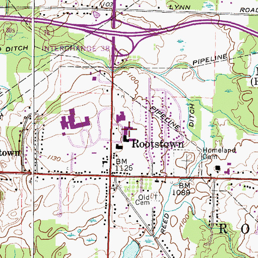 Topographic Map of Ward Davis High School, OH