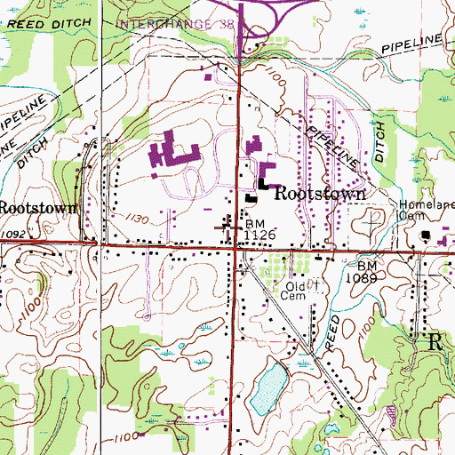 Topographic Map of Rootstown United Methodist Church, OH