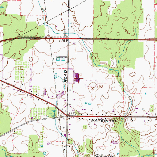 Topographic Map of Waterloo High School, OH