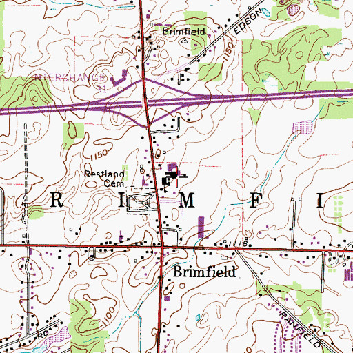 Topographic Map of Brimfield Elementary School, OH