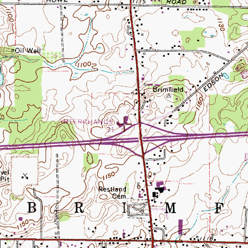 Topographic Map of Brimfield Plaza Shopping Center, OH