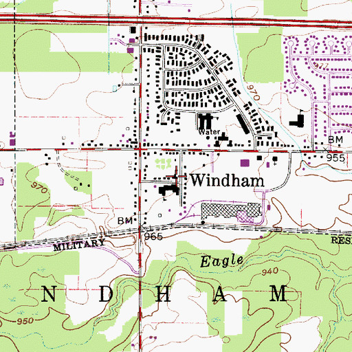 Topographic Map of Windham Elementary School, OH