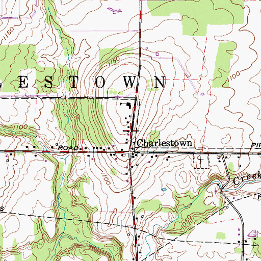 Topographic Map of Charlestown United Methodist Church, OH