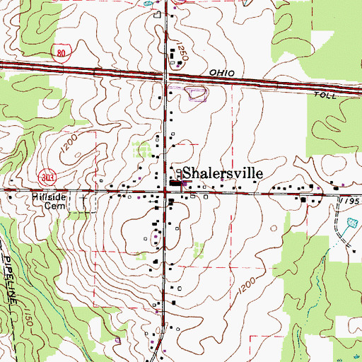 Topographic Map of Shalersville Elementary School, OH