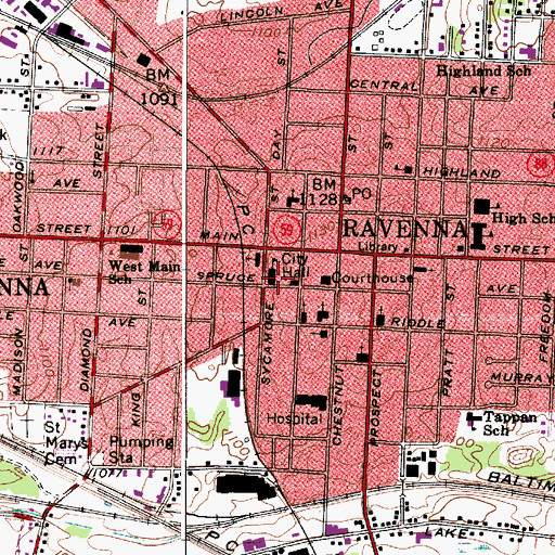 Topographic Map of Immaculate Conception School (historical), OH