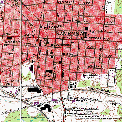 Topographic Map of First Christian Church, OH