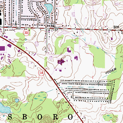 Topographic Map of Streetsboro High School, OH