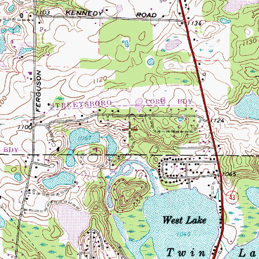 Topographic Map of Sugar Bush Knolls, OH