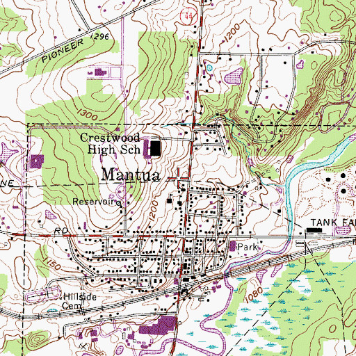Topographic Map of Mantua Village Elementary School, OH
