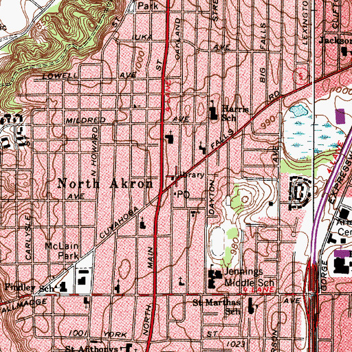 Topographic Map of North Branch Library, OH