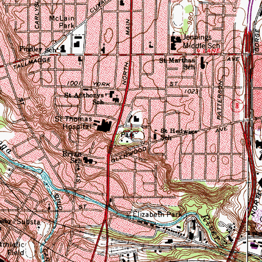 Topographic Map of Waters Park, OH