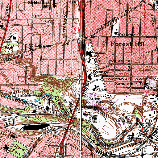 Topographic Map of Lookout Park, OH