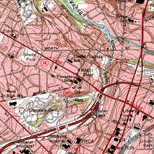Topographic Map of Saint Vincents Catholic Church, OH
