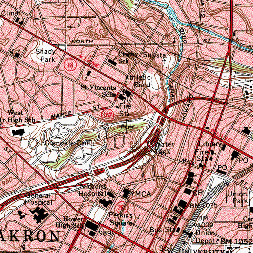 Topographic Map of Glendale Park, OH