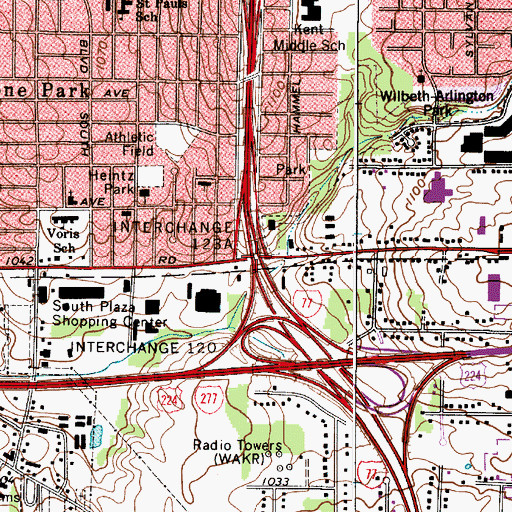 Topographic Map of Interchange 123A, OH