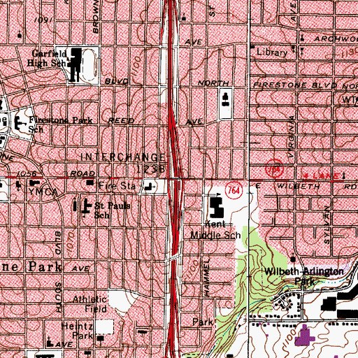 Topographic Map of Interchange 123B, OH