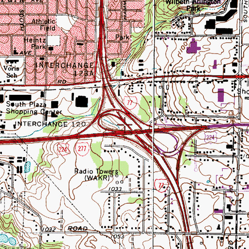 Topographic Map of Interchange 120, OH