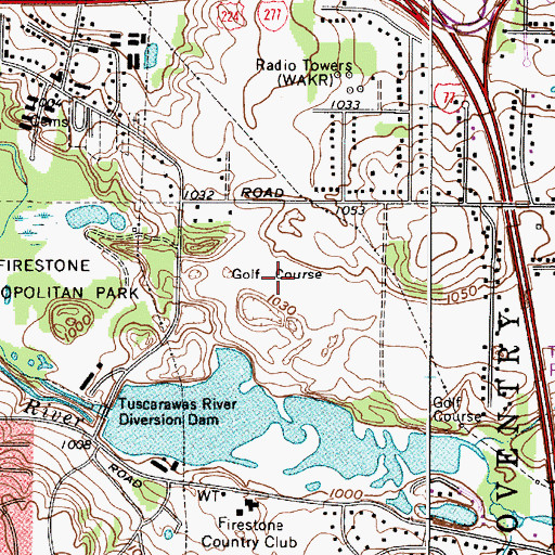 Topographic Map of Firestone Golf Course, OH