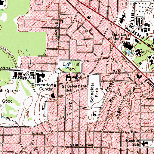 Topographic Map of Saint Sebastian Catholic Church, OH