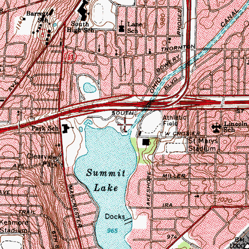 Topographic Map of Summit Lake Park, OH