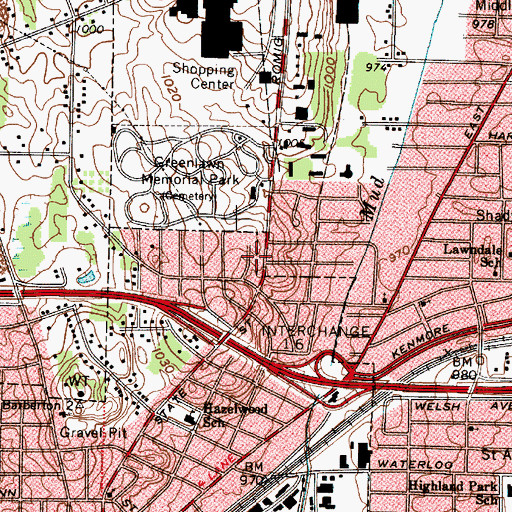 Topographic Map of Kenmore Park, OH