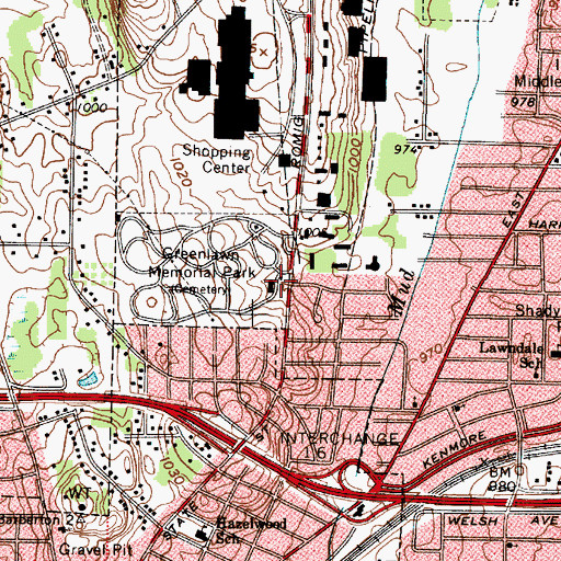 Topographic Map of Lawndale, OH
