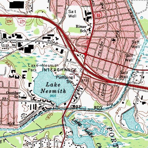 Topographic Map of Lake Nesmith Park, OH