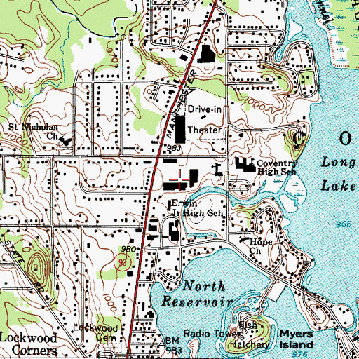 Topographic Map of Coventry Plaza Shopping Center, OH
