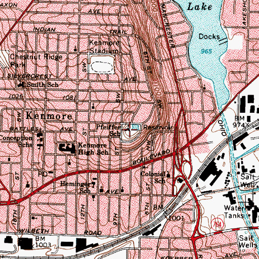 Topographic Map of Pfeiffer Elementary School, OH