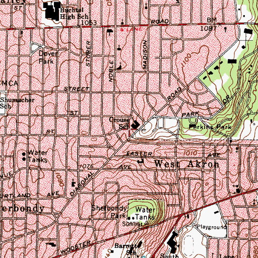 Topographic Map of Crouse Community Learning Center, OH