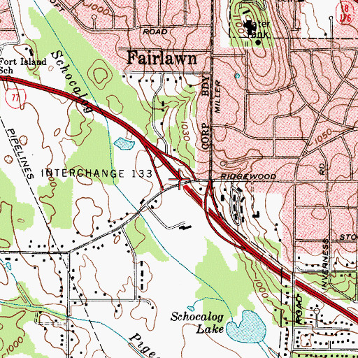 Topographic Map of Interchange 133, OH