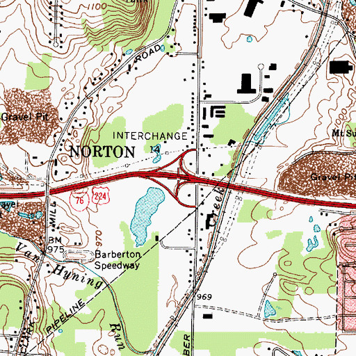 Topographic Map of Interchange 14, OH