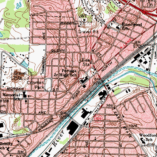 Topographic Map of New Portage, OH